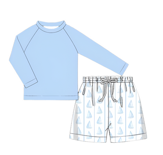 Sail Boat Rashguard Set