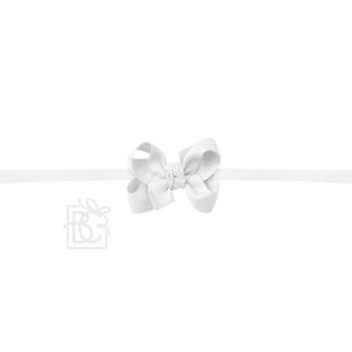 1/4" NYLON PANTYHOSE HEADBAND W/SIGNATURE GROSGRAIN BOW: WHITE / 2" Toddler