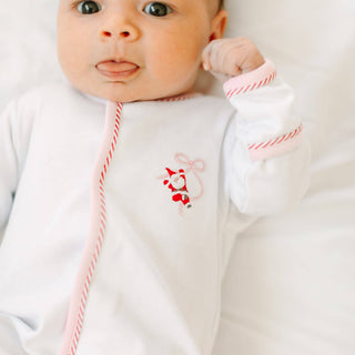 Jolly Ribbons Hand-Embroidered Ruffle Footie