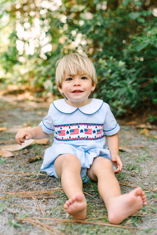 Stars & Stripes Smocked Collared Bubble