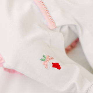 Jolly Ribbons Hand-Embroidered Ruffle Footie