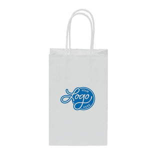Custom Logo White Kraft Paper Bags w/ Color Ink