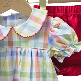 Short Sleeve Bloomer Set in Plaid Gingham