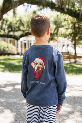 Christmas Lab Tee LS - Heather Blue
