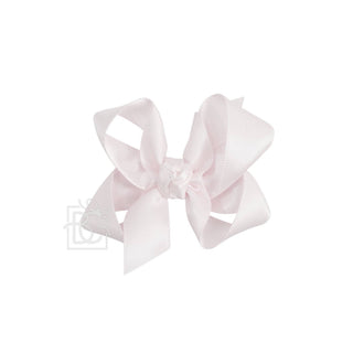 SATIN BOW ON CLIP: POWDER PINK / 3" Small - 5/8" Ribbon on Alligator Clip