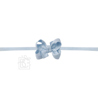 1/4" NYLON PANTYHOSE HEADBAND W/SIGNATURE GROSGRAIN BOW: MILLENNIUM BLUE / 2" Toddler