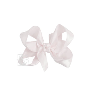 SATIN BOW ON CLIP: POWDER PINK / 3.5" Medium - 7/8" Ribbon on Alligator Clip