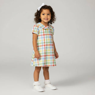 Short Sleeve Dress in Primary Gingham
