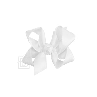 SATIN BOW ON CLIP: WHITE / 3" Small - 5/8" Ribbon on Alligator Clip