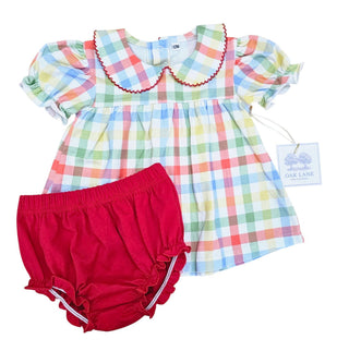 Short Sleeve Bloomer Set in Plaid Gingham