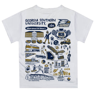 Georgia Southern Eagles Hand Sketched Vive La Fete Impressions Artwork Boys Navy Short Sleeve Tee Shirt