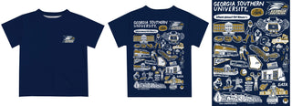 Georgia Southern Eagles Hand Sketched Vive La Fete Impressions Artwork Boys Navy Short Sleeve Tee Shirt