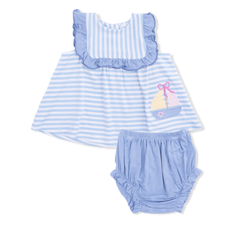 Bubbly Sailboat Stripe - Ruffle Top and Bloomer