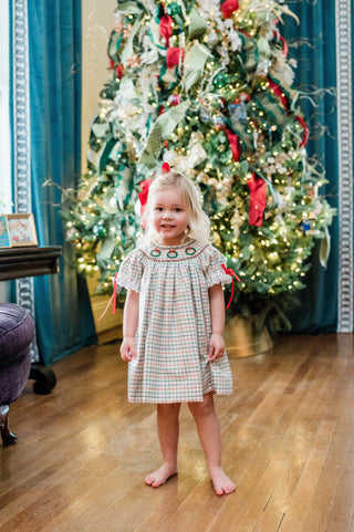 Les Petits Portails Vivi Bishop Evergreen Hand-Smocked Girls Dress
