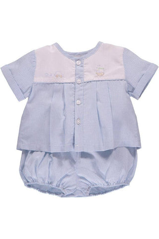 Baby Boy Spring 2pc. Diaper Set/Creeper - Blue Gingham