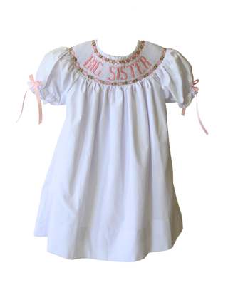Big Sister Smocked Dress with Pink details | Little Harts