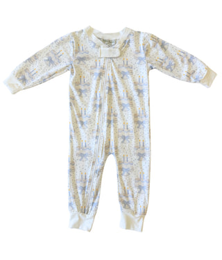 Birthday Bamboo Zippered Pamajas in Blue | Little Harts