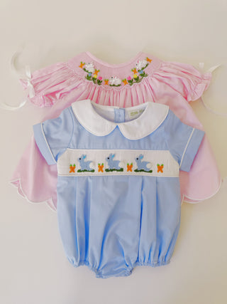Blue Bunny Smocked Bubble easter outfit | Little Harts
