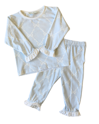 Bow Lattice Bamboo Pajama Set | Little Harts