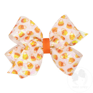Candy Corn Print Sequin Hair Bow