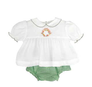 FALL WREATH HAND EMBROIDERED DIAPER SET
