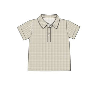 Boys Khaki Gingham Polo