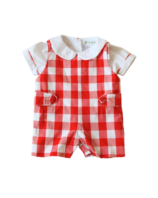 Gingham Jon Jon Outfit Set in Red | Little Harts