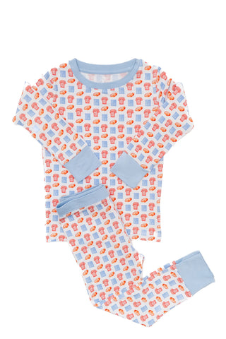 2 Piece Red & Blue Football Pajamas