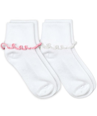 Ripple Edge Smooth Toe Turn Cuff Socks - 2 Pair