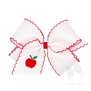 Wee Ones Harvest Apple Embroidery Moon Stitch Bow