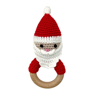 Santa Bamboo Crochet Woodring Rattle