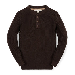 Organic Sweater Henley with Elbow Patches