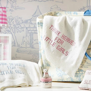 Thank Heaven Embroidered Knit Blanket