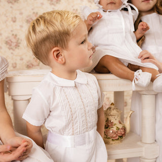 White Boys Wedding Outfit w/ Removable Sash