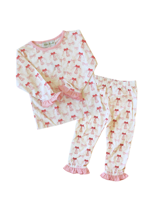 Pink and white Ballet Bamboo Pajama Set by Little Harts