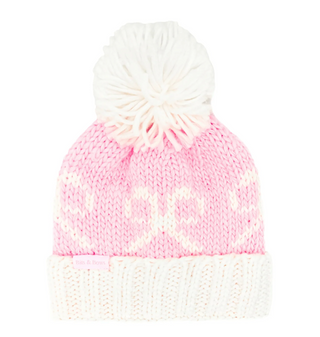 Pink Bow Bobble Hat