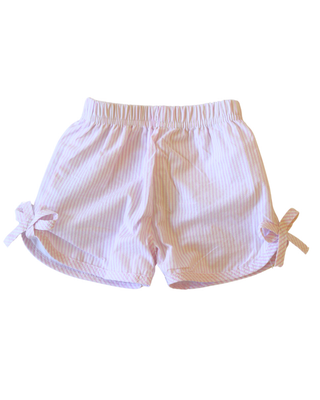 Seersucker Bow Shorts in Pink | Little Harts
