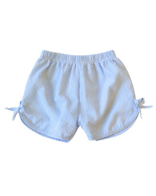 Seersucker Bow Shorts in blue | Little Harts