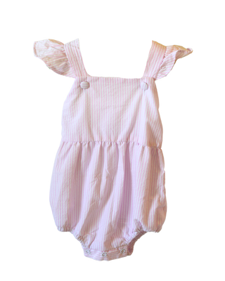 Seersucker Flutter Sleeve Bubble in pink | Little Harts