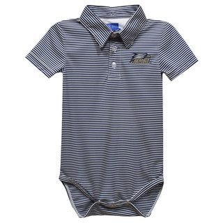 Georgia Southern Eagles Embroidered Navy Stripe Knit Polo Bodysuit