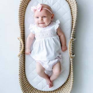 Julia Smocked Ruffle Diaper Cover Set - Pink