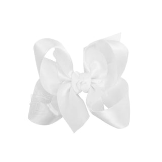 SATIN BOW ON CLIP: WHITE / 4.5" Large - 1.5" Ribbon on Alligator Clip