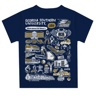 Georgia Southern Eagles Hand Sketched Vive La Fete Impressions Artwork Boys Navy Short Sleeve Tee Shirt