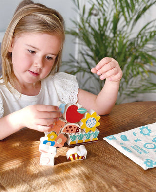 Happy Stacking Garden - Wooden Stacking Rings Game for Baby