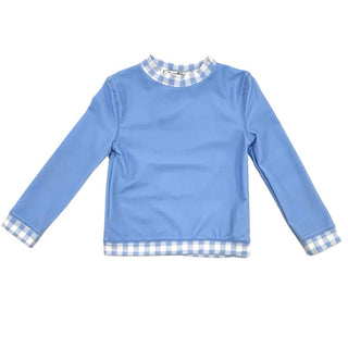Boys Long Sleeve Swim Rashgaurd - Blue Gingham