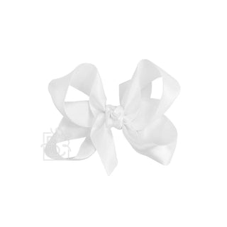 SATIN BOW ON CLIP: WHITE / 3.5" Medium - 7/8" Ribbon on Alligator Clip