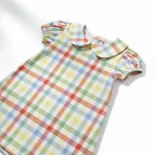 Short Sleeve Dress in Primary Gingham