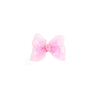 WATERPROOF BOW ON CLIP: 4" Med/Lg - 1.5" Ribbon on Alligator Clip / PINK