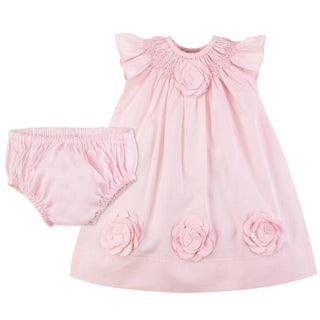 Baby Girl Classic Pink Dress - Cut Out Flowers