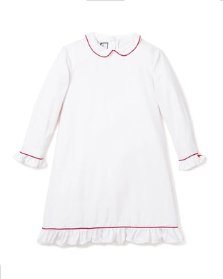 Sophia Nightgown in White with Red Piping